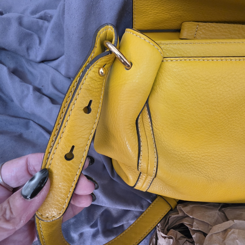 MCM Yellow Croc-Texture Top Handle Shoulder Bag - Picture 11 of 15